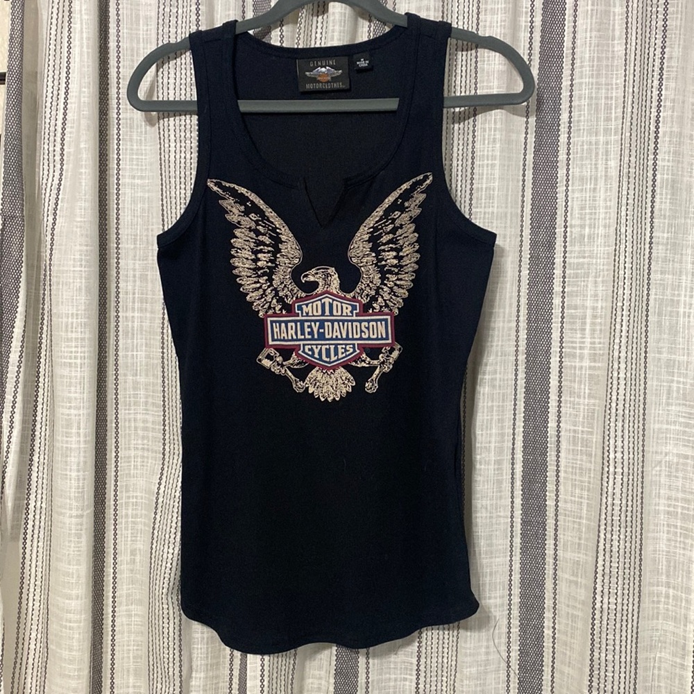 Harley-Davidson Black Ribbed Eagle Tank Top *New Never Worn*